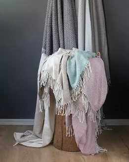 Koc Bawełna+Akryl WZ. 126JB Mięta 220X200 /320GR/  Jacquard