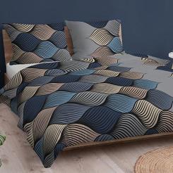 Pościel bawełniana 160x200 szara niebieska beżowa warkocze