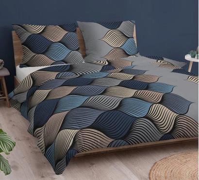 Pościel bawełniana 160x200 szara niebieska beżowa warkocze