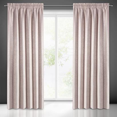 Zasłona gotowa na taśmie EBRU 135x270 Eurofirany różowa + srebrny nadruk