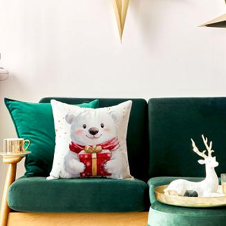 MISIEK, BAJKOWE ŚWIĘTA Poszewka dekoracyjna VELVET, 40x40cm, kolor 001 biały PBN357/POP/001/040040/1