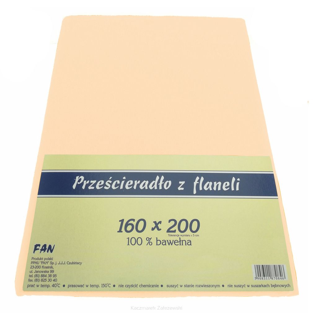 Prześcieradło flanelowe 160x200 FAN morelowe