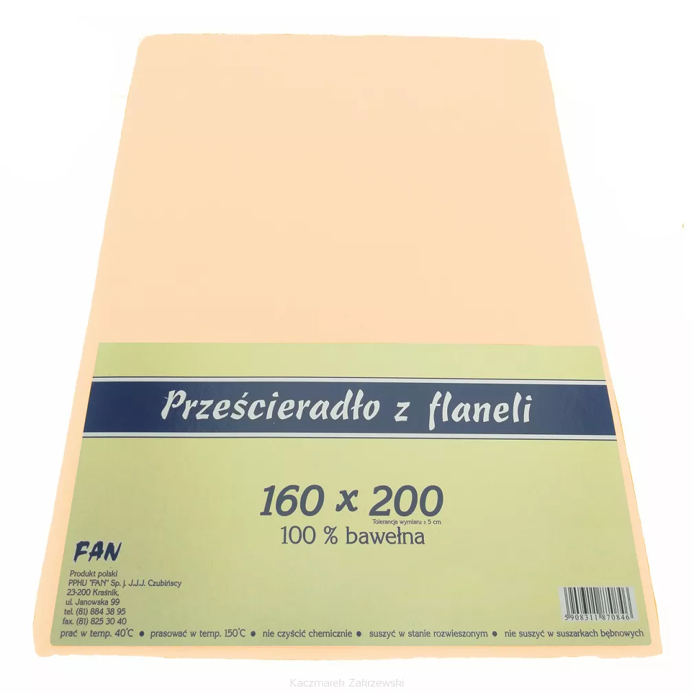 Prześcieradło flanelowe 160x200 FAN morelowe