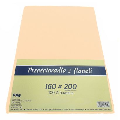 Prześcieradło flanelowe 160x200 FAN morelowe
