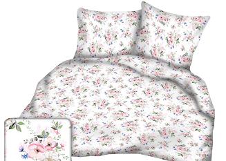 Pościel z kory 200x220 wzór polne róże na białym tle