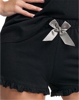 Piżama damska LUNA kod 563 czarna / spodenki z falbanką