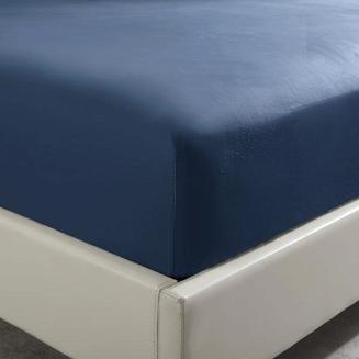 Prześcieradło satyna bawełniana z gumką 200x220 SIN granatowe