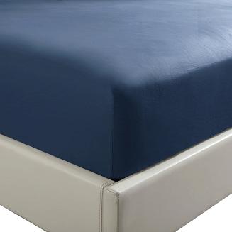 Prześcieradło satyna bawełniana z gumką 200x220 SIN granatowe