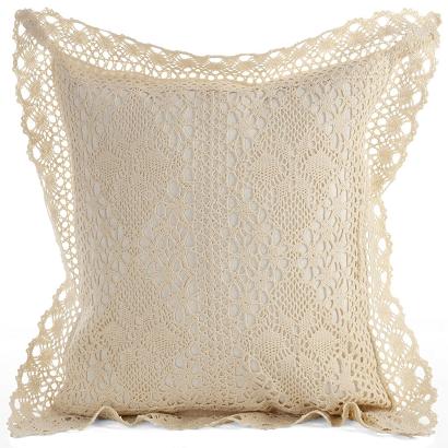 Poszewka dekoracyjna MEGAN 40x40 Eurofirany jasnobeżowa ażurowa