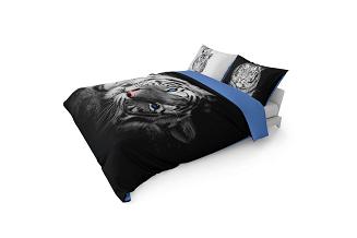 Pościel bawełniana 160x200 NATURE biały tygrys