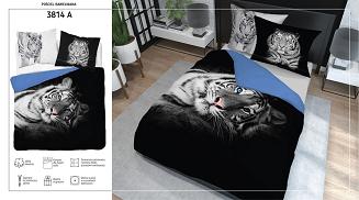 Pościel bawełniana 160x200 NATURE biały tygrys