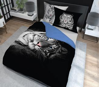 Pościel bawełniana 160x200 NATURE biały tygrys