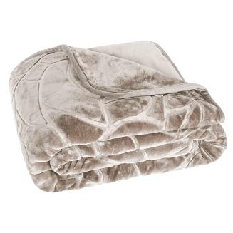 Koc akrylowy tłoczony LIV 200x220 gruby ciepły taupe