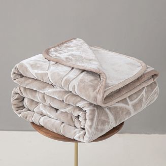 Koc akrylowy tłoczony LIV 200x220 gruby ciepły taupe