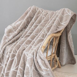 Koc akrylowy tłoczony LIV 200x220 gruby ciepły taupe