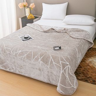 Koc akrylowy tłoczony LIV 200x220 gruby ciepły taupe