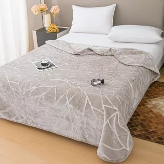 Koc akrylowy tłoczony LIV 200x220 gruby ciepły taupe