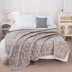 Koc akrylowy tłoczony LIV 200x220 gruby ciepły taupe