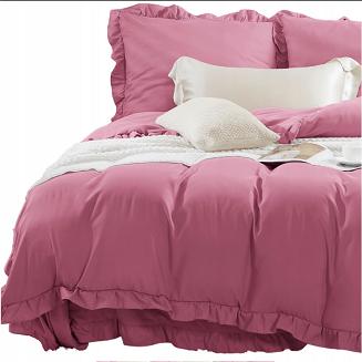 Pościel Ruffy 140x200 różowa z falbanką