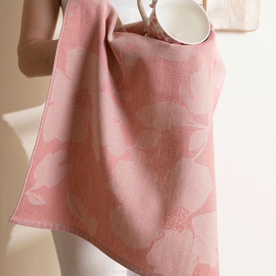 Ścierka kuchenna bawełna egipska SOFIKO 50x70 kwiaty beżowa różowa