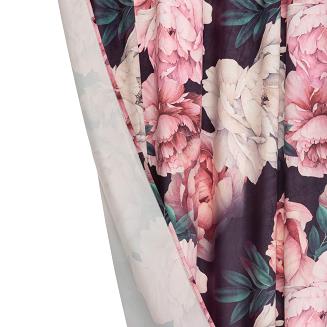 Zasłona gotowa na taśmie Peony Dark 140x270 welurowa kwiaty peonie