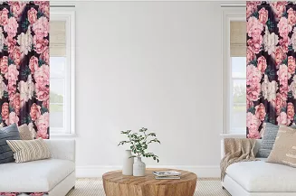 Zasłona gotowa na taśmie Peony Dark 140x270 welurowa kwiaty peonie