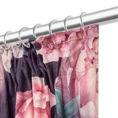 Zasłona gotowa na taśmie Peony Dark 140x270 welurowa kwiaty peonie