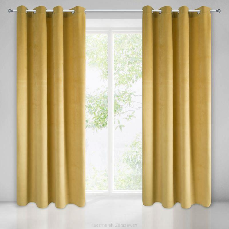 Zasłona gotowa na przelotkach PIERRE 140x250 Eurofirany musztardowa