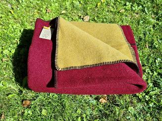 Narzuta wełniana 200x220 bordowa musztardowa dwustronna