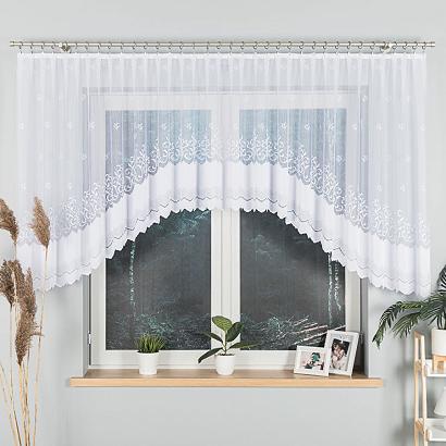 Firanka żakardowa gotowa na żabki GENOWEFA 400x120 biała