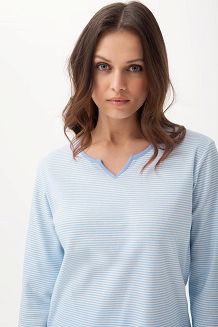Koszula damska LUNA kod 295 niebieska w przecierane paski