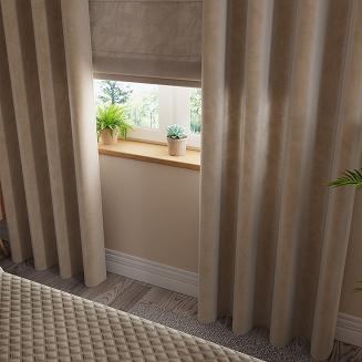 Zasłona gotowa na przelotkach VELVI 140x260 ciemnobeżowa