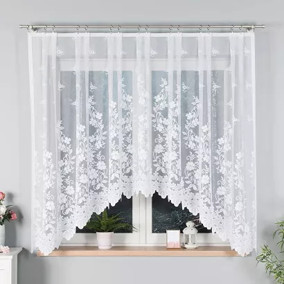 Firanka żakardowa gotowa na żabki LUDWIKA 310x160 biała