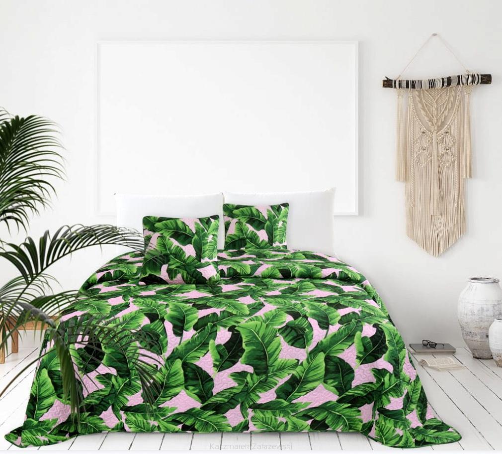 Narzuta dekoracyjna PLANTA 160x220 pikowana pudrowa w liście