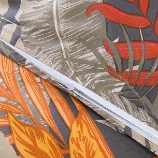 Pościel satyna bawełniana SATYNLOVE 220x200 szara w kolorowe liście