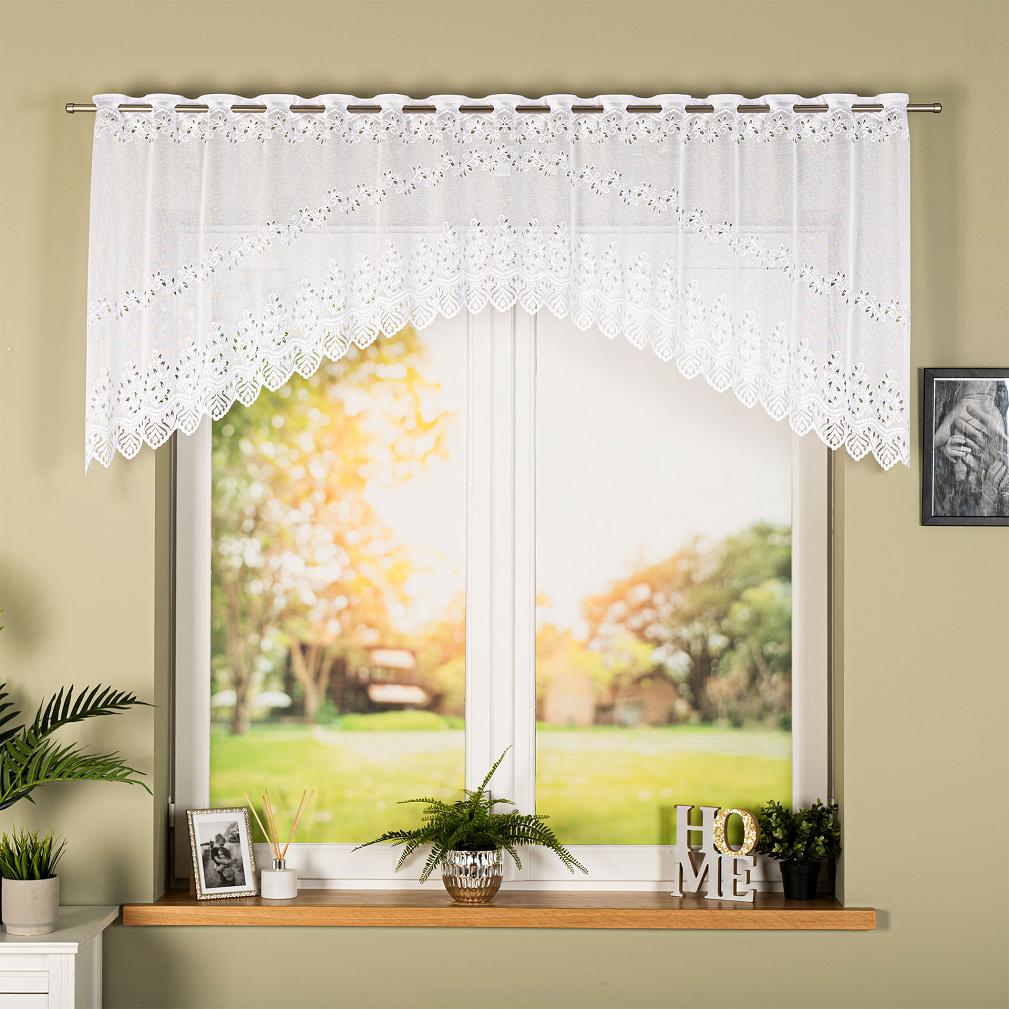 Firanka żakardowa gotowa na szelkach JAGODA 250x80 biała