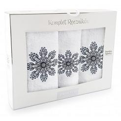 Komplet ręczników 3 szt. ZWOLTEX wzór ROZETA biały