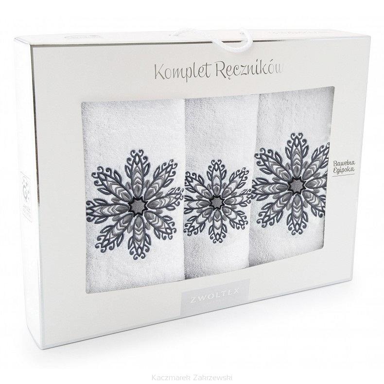 Komplet ręczników 3 szt. ZWOLTEX wzór ROZETA biały