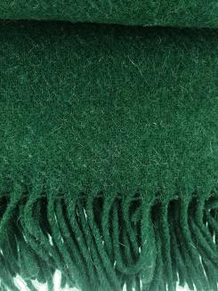 Koc wełniany z frędzlami 140x200 SOLO wełna nowozelandzka butelkowy zielony