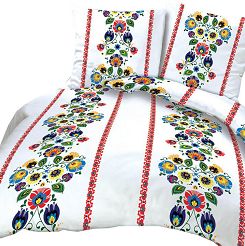 Pościel z kory 100% bawełna 160x200 wzór łowicki czerwony