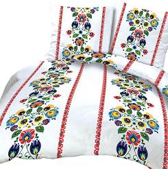 Pościel z kory 100% bawełna 160x200 wzór łowicki czerwony