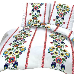 Pościel z kory 100% bawełna 160x200 wzór łowicki czerwony