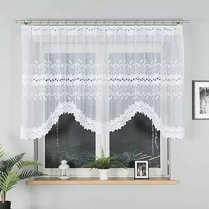 Firanka żakardowa gotowa na żabki BASTIA 280x120 biała