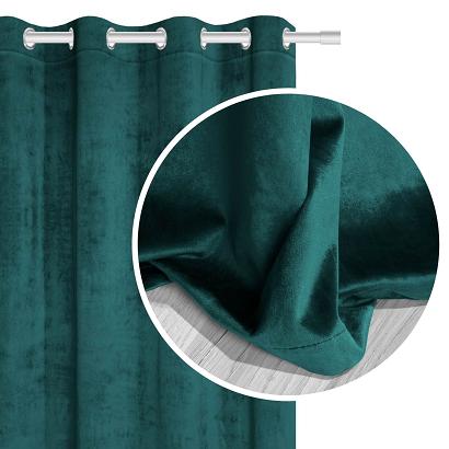 Zasłona gotowa na przelotkach VELVET SOFT 140x250 welurowa ciemnoturkusowa
