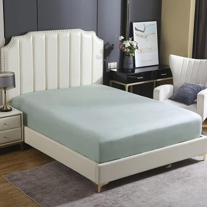 Prześcieradło satyna bawełniana z gumką 140x200 SIN szałwiowe