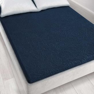 Prześcieradło frotte bez gumki Tulipan 175x220 ZWOLTEX granatowe GRUBE