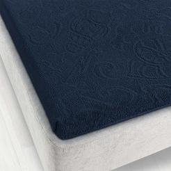 Prześcieradło frotte bez gumki Tulipan 175x220 ZWOLTEX granatowe GRUBE