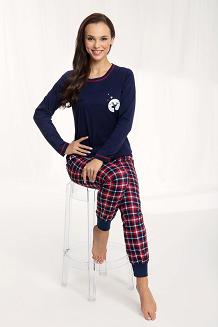 Piżama damska LUNA kod 625 granatowa z reniferem / krata