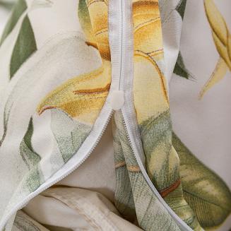 Komplet pościeli dwustronnej 220x200 biała botaniczny ogród tropikalne kwiaty liście