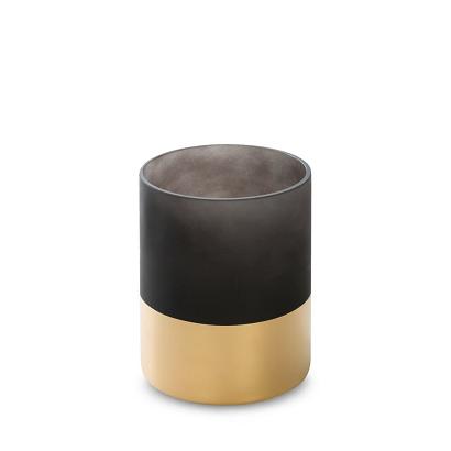 Świecznik dekoracyjny PEONIA5 12x15 Eurofirany czarny złoty w kształcie walca